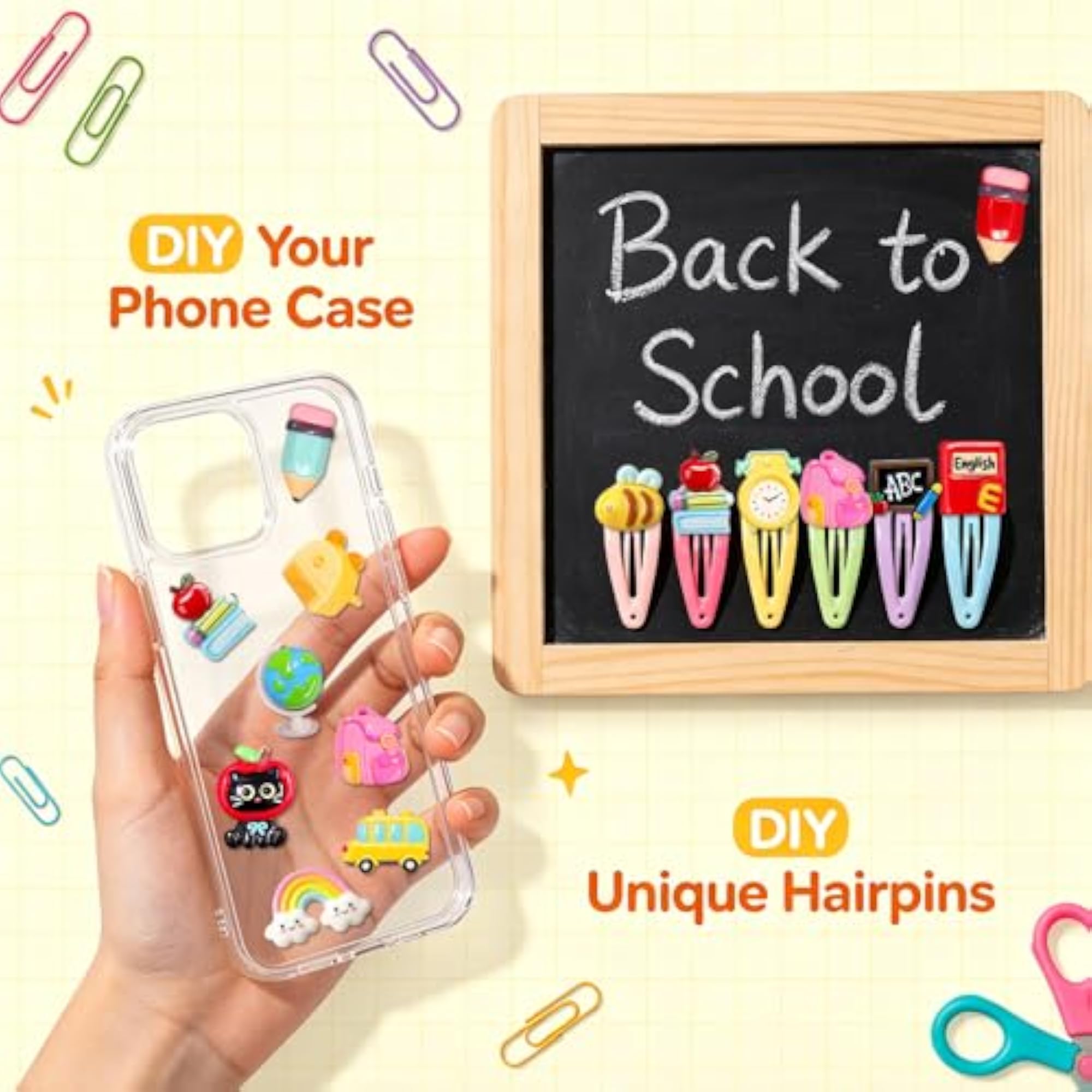 52 Pcs Back to School Resin Charm Flatback Cabochon Set
